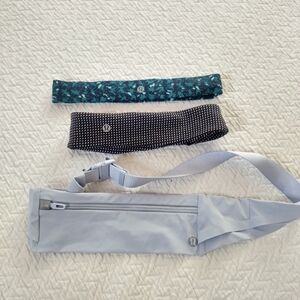 Lululemon Lot Fast And Free Running Belt/ 2 Headbands Stretch